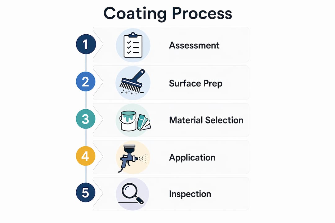 Infographic showing coating process stages