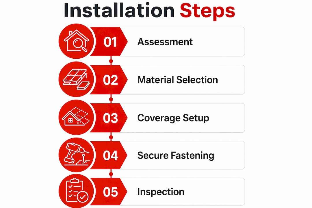Infographic showing roof tarp service steps