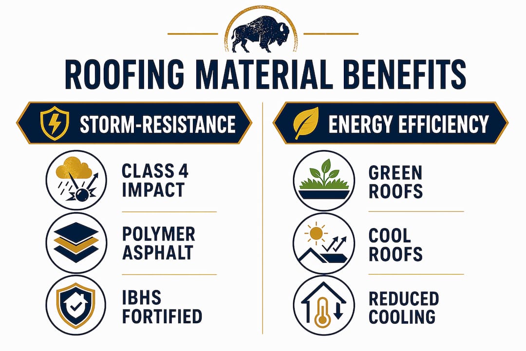 Infographic comparing storm-resistant and energy-efficient roofing options
