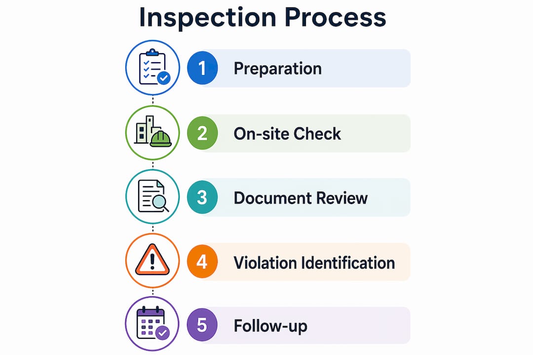 Infographic illustrating fire marshal inspection process