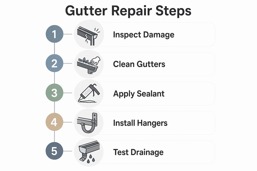 Infographic outlining key gutter repair steps