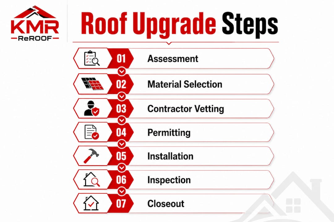 Infographic illustrating roof upgrade planning steps