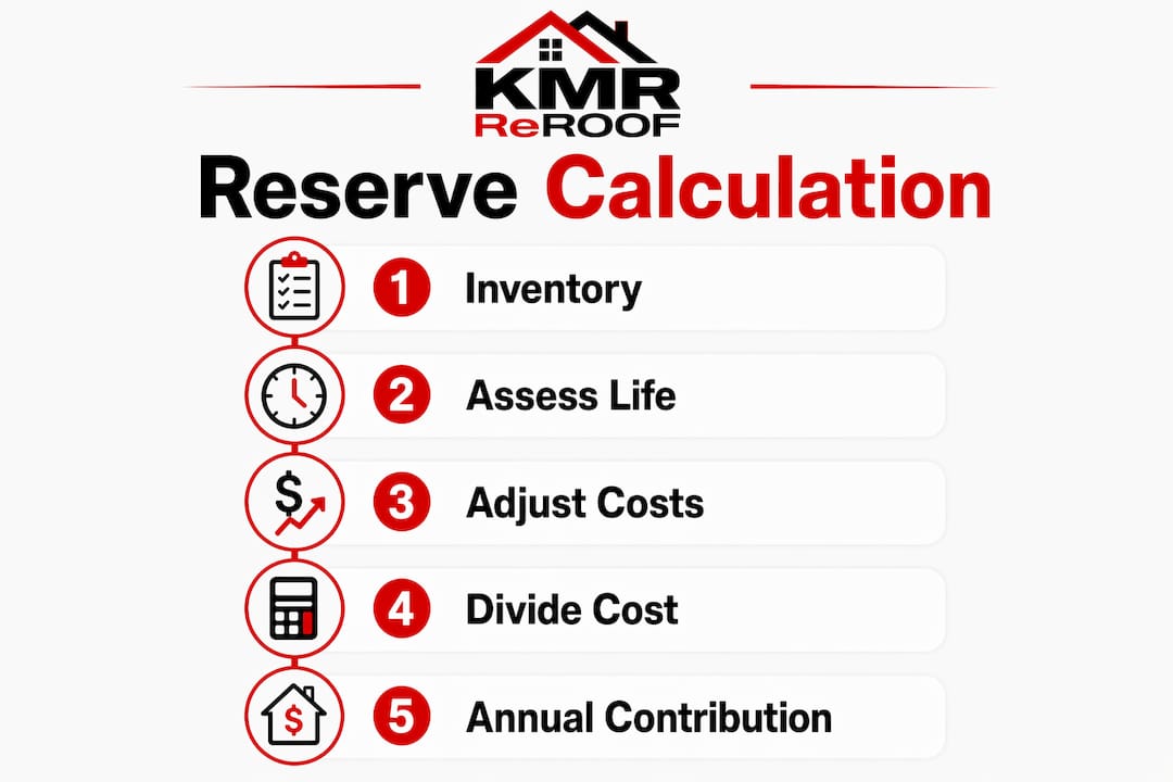 Infographic showing roof reserve calculation steps