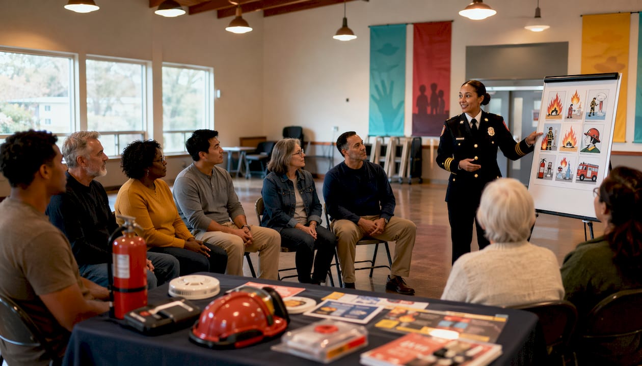 Fire chief engaging community group meeting