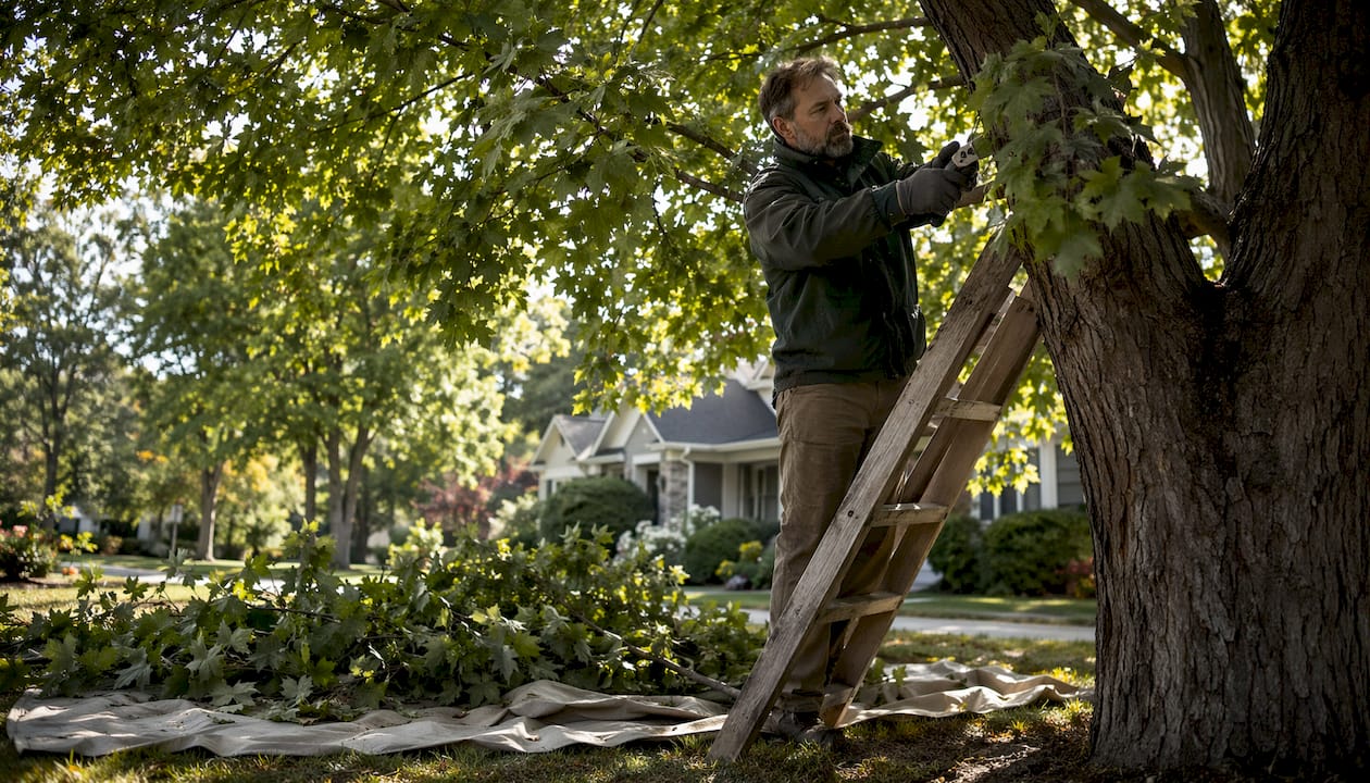 Arborist Services for HOA Properties: A Board's Guide 1 Arborist pruning tree branches in HOA setting