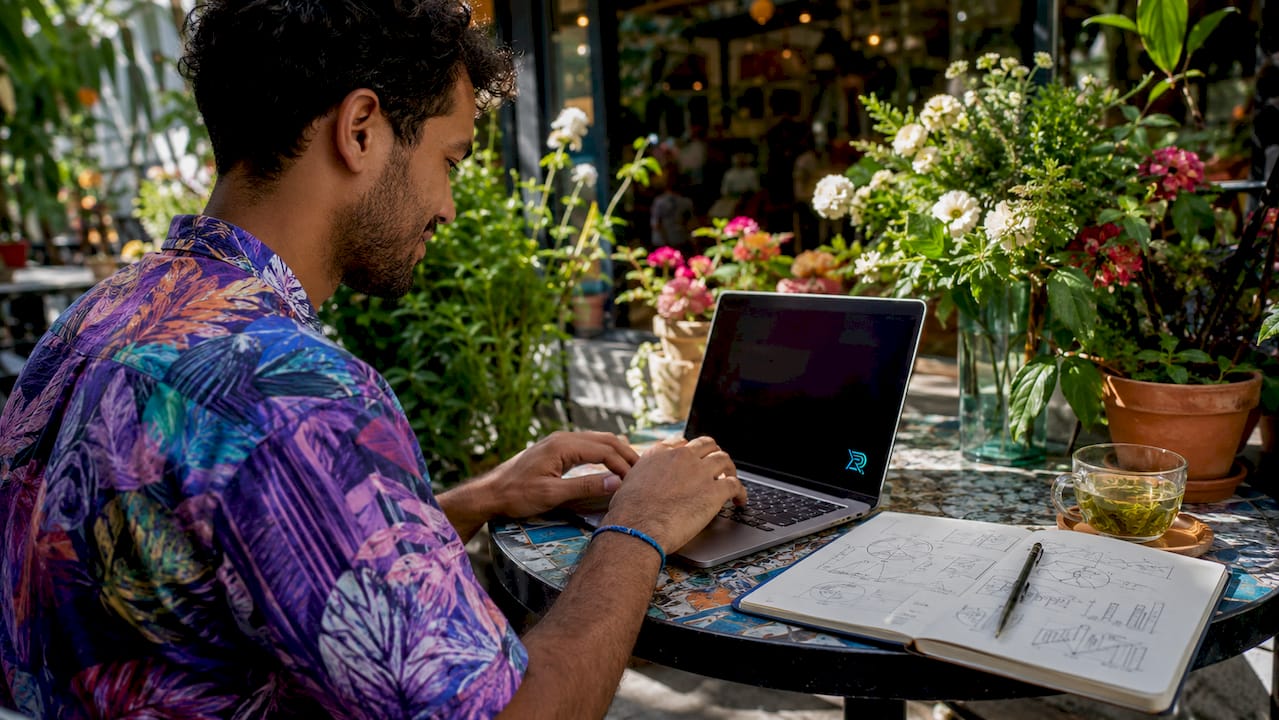 Hands typing local SEO website content