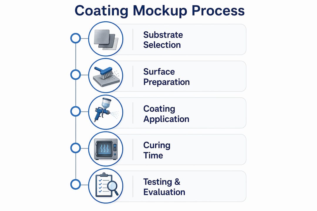 Infographic showing coating mockup process steps