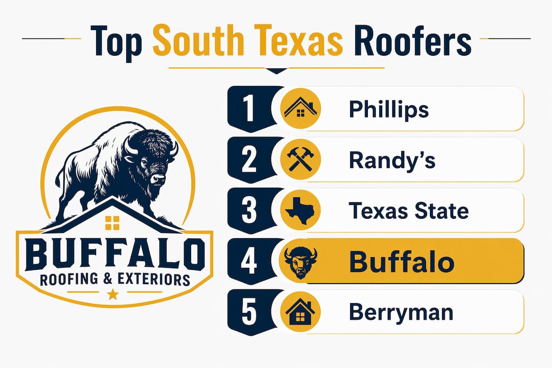 Infographic comparing top South Texas roofing contractors