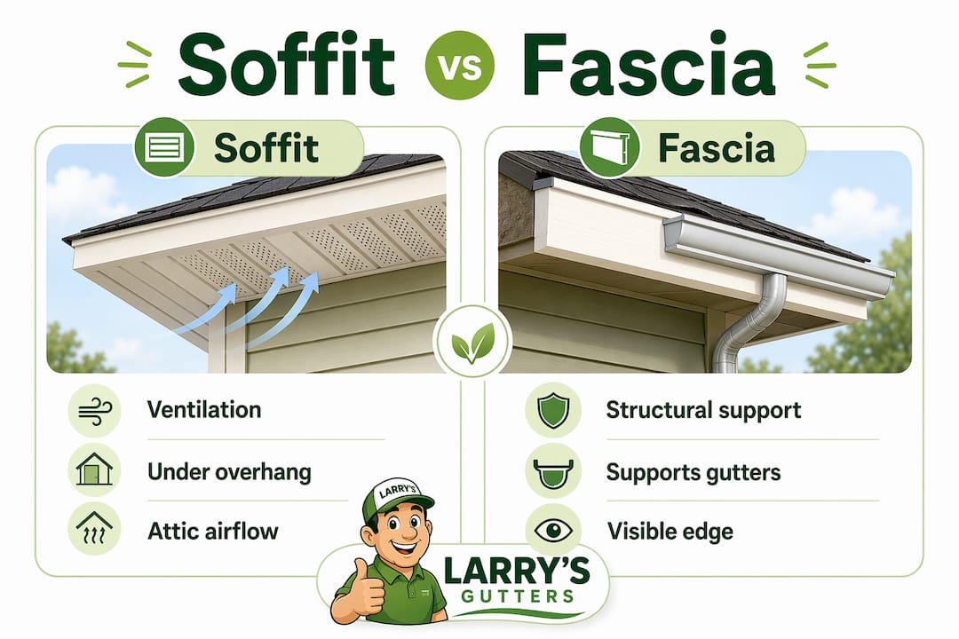 Infographic comparing soffit and fascia roles visually