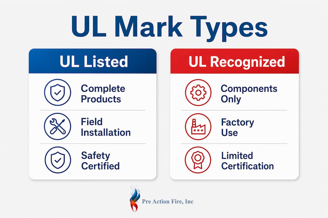 Infographic comparing UL Listed and UL Recognized marks