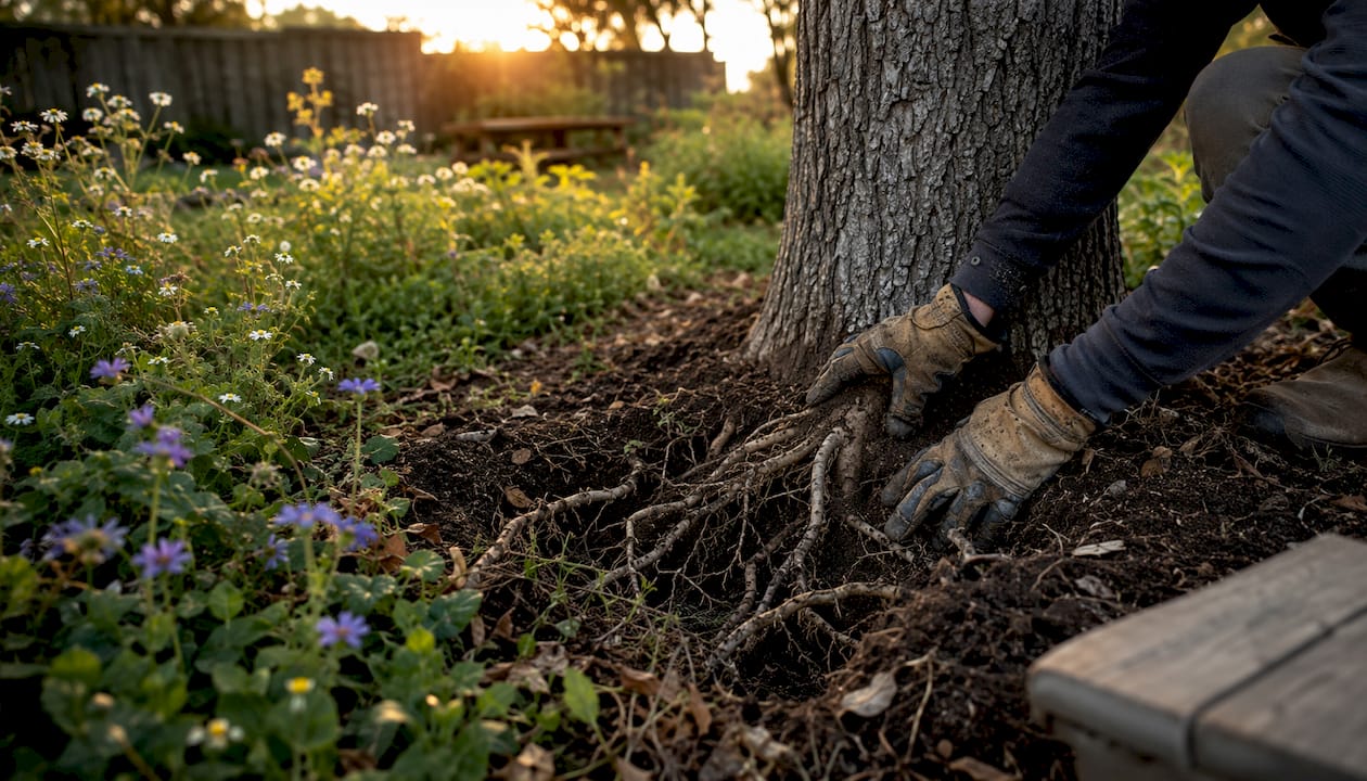 Tree Health Assessments: What Every Property Owner Should Know 1 Close-up of hands inspecting tree roots