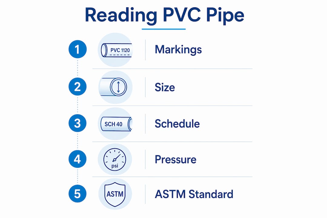 Infographic explaining PVC pipe markings and ratings