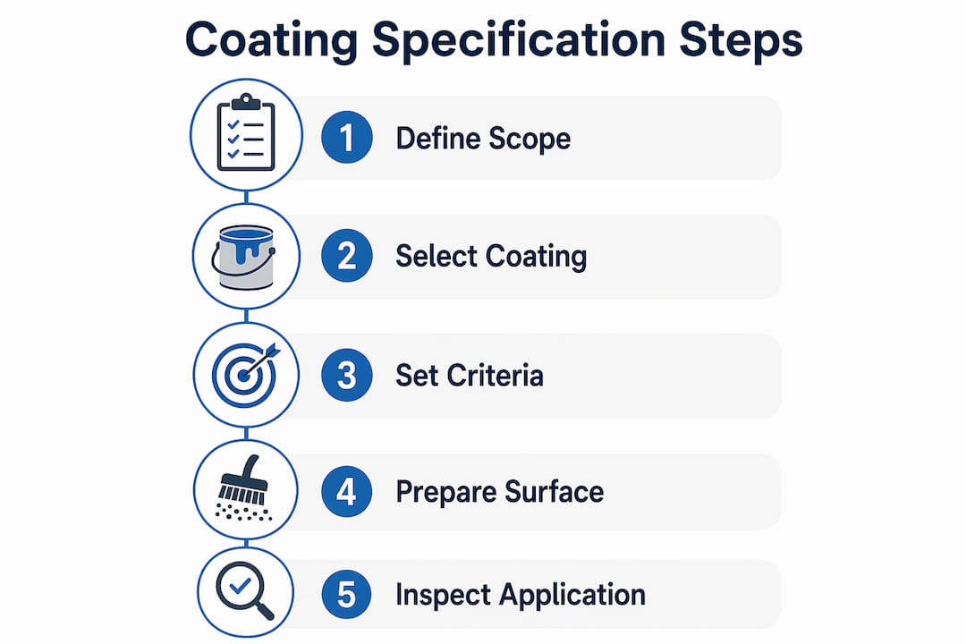 Infographic showing coating specification procedural steps