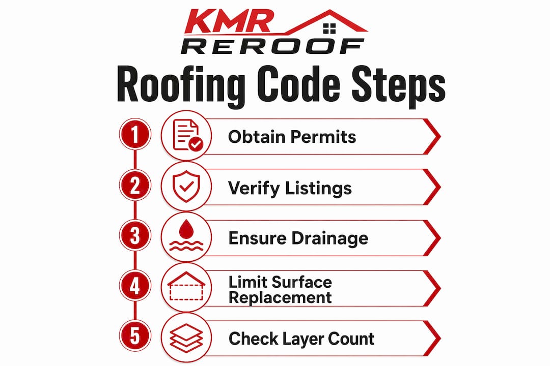 Infographic outlining key commercial roofing code requirements