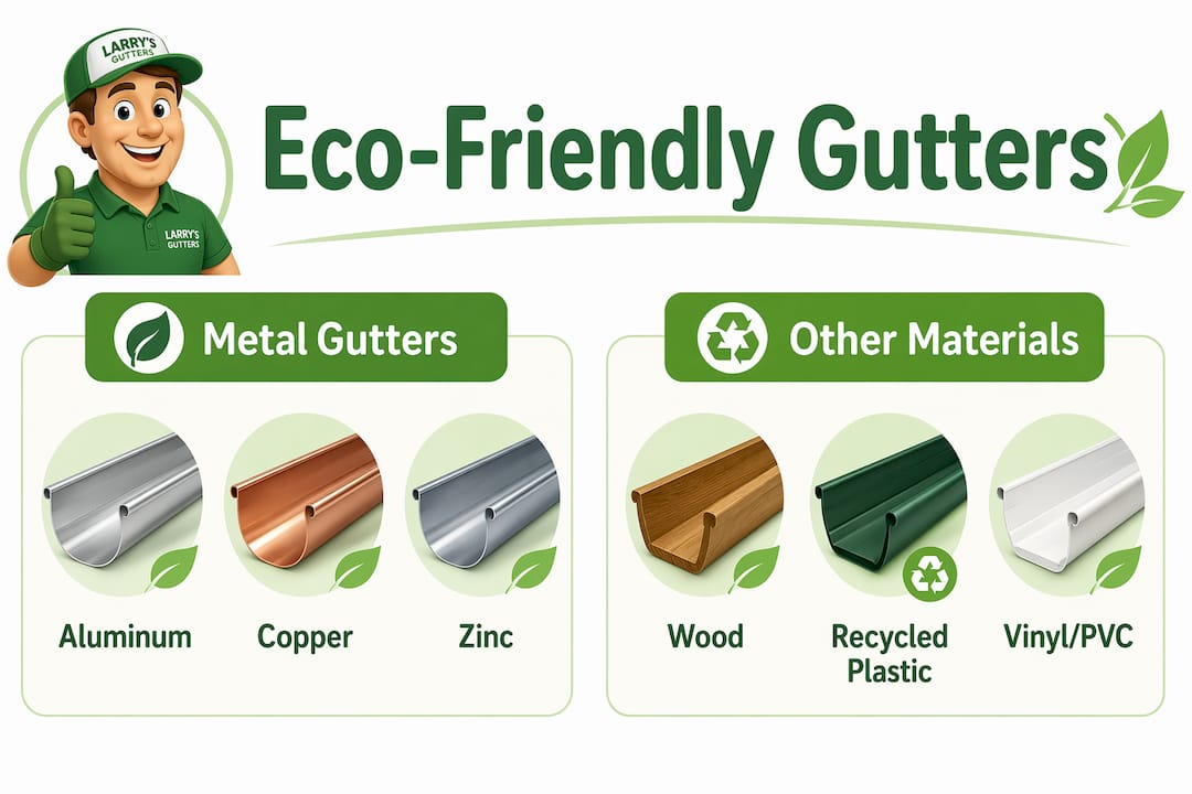 Infographic comparing eco-friendly gutter materials