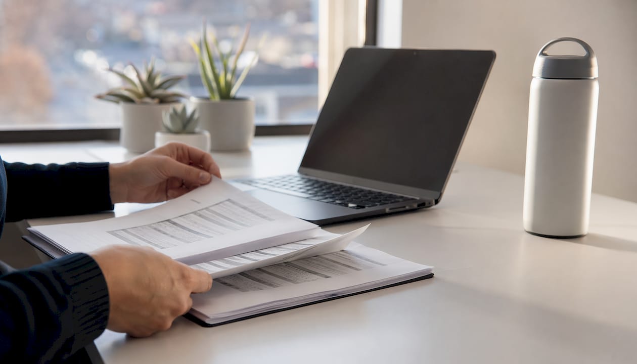 Hands checking printed safety inspection checklist