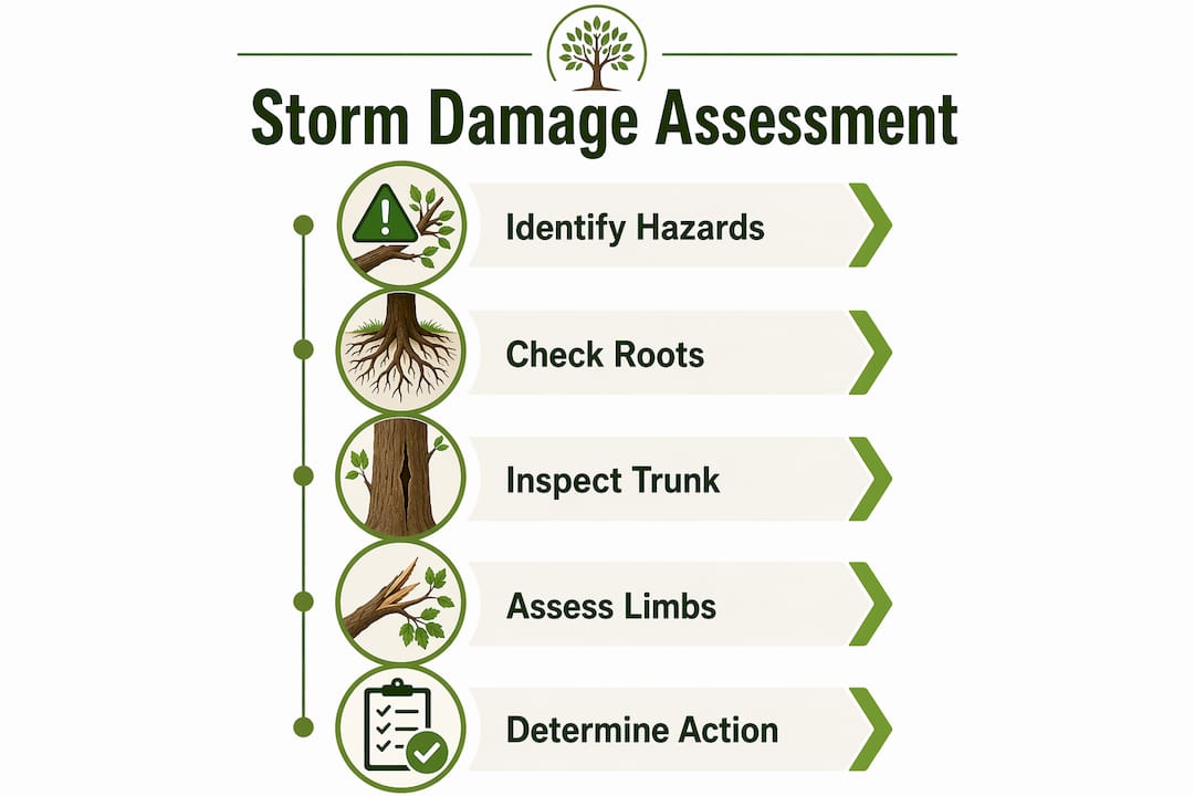 Infographic outlining steps for storm damage assessment