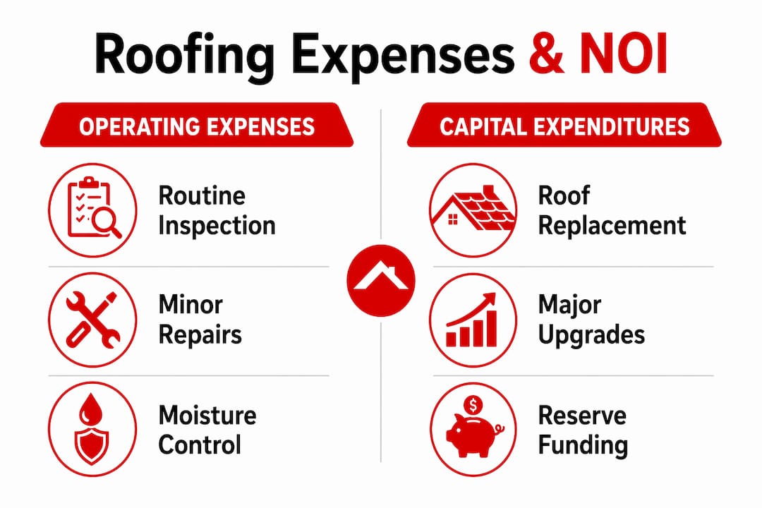 Infographic comparing roofing OpEx vs CapEx