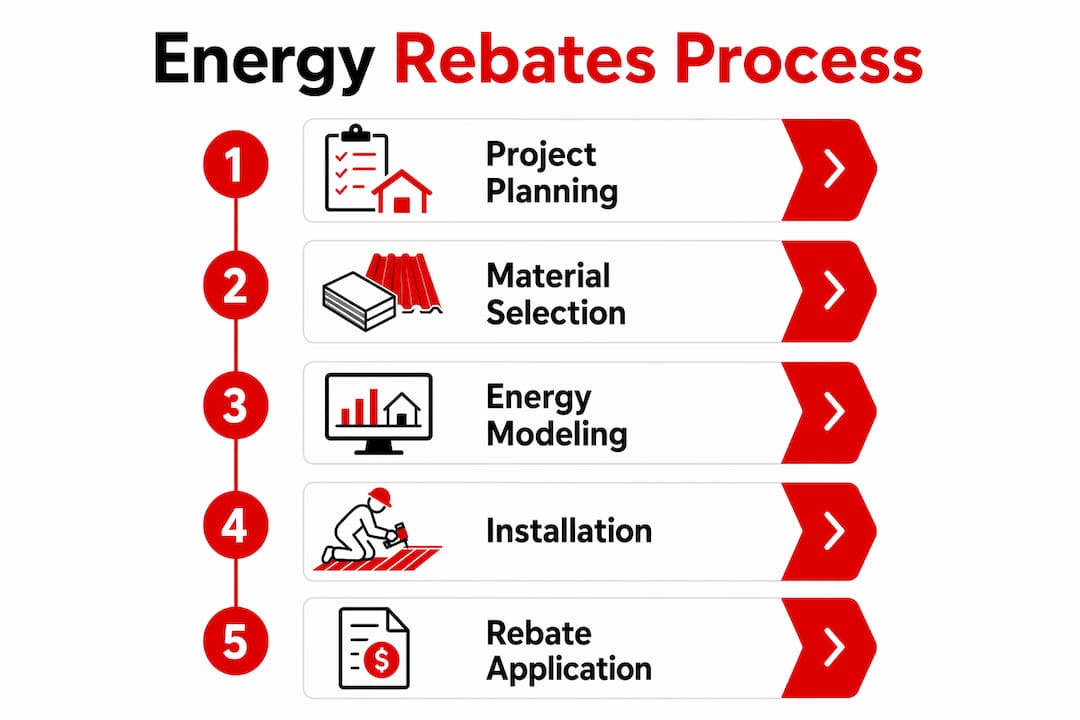 Infographic showing energy rebate process steps