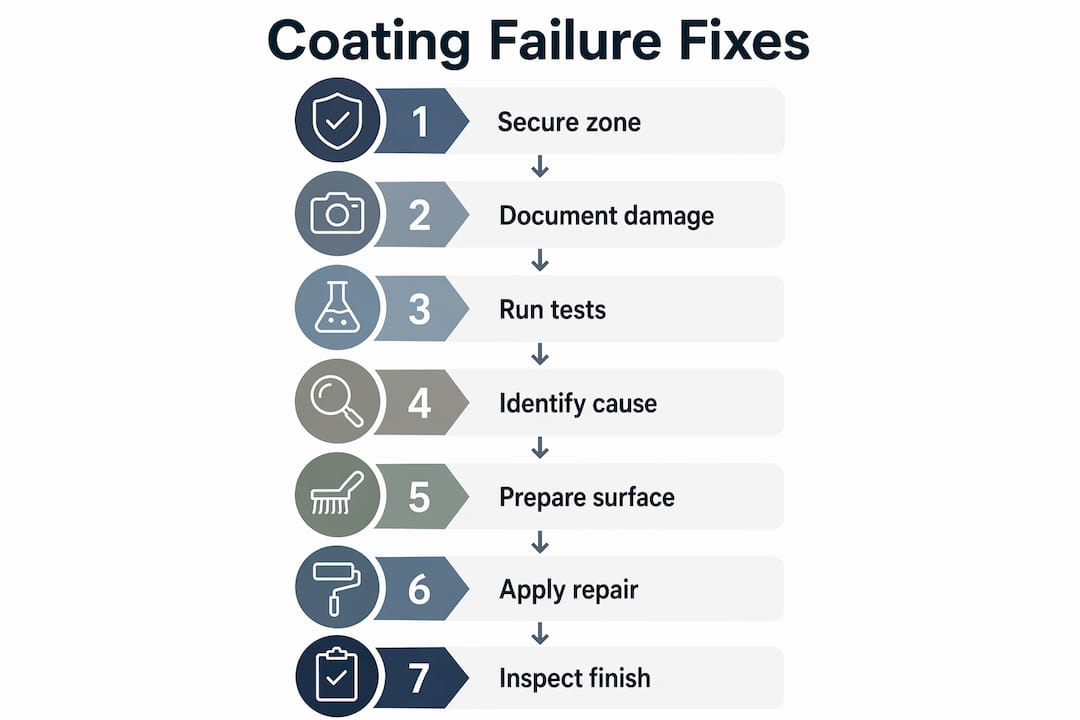 Infographic showing coating failure repair steps