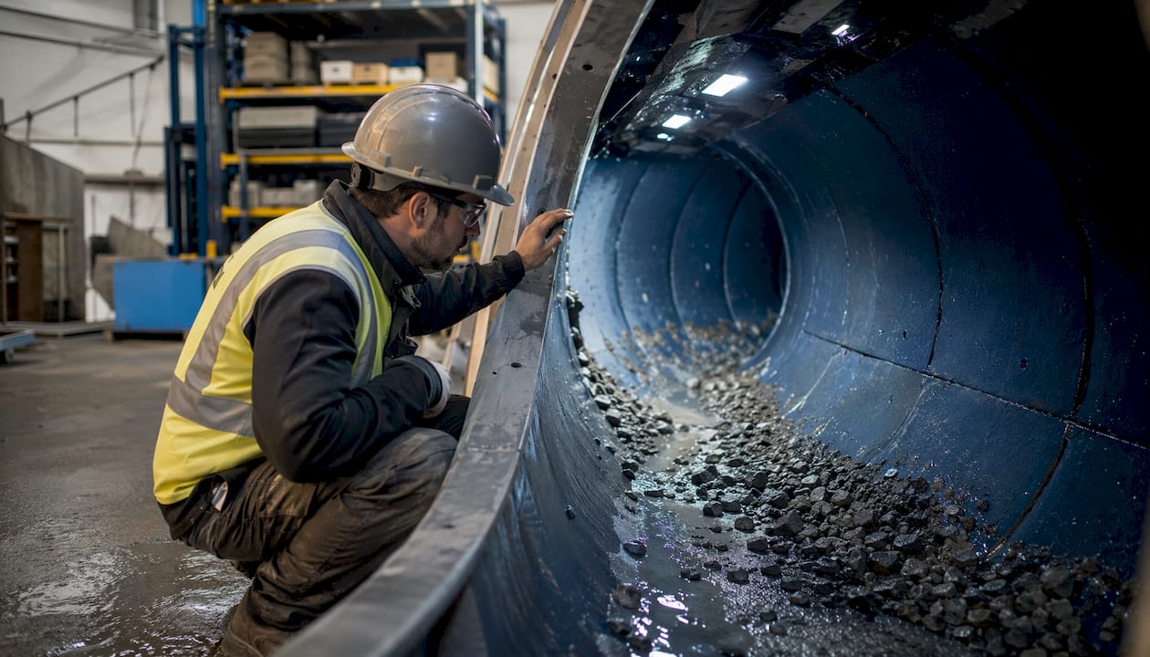 Industrial grit chamber with abrasion-resistant lining