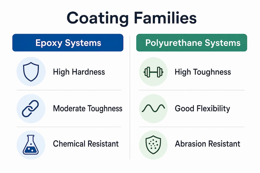 Infographic comparing epoxy and polyurethane coating families