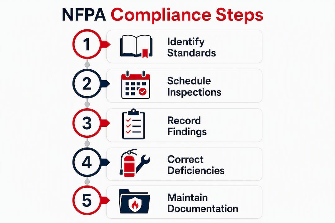 Infographic outlining NFPA compliance steps