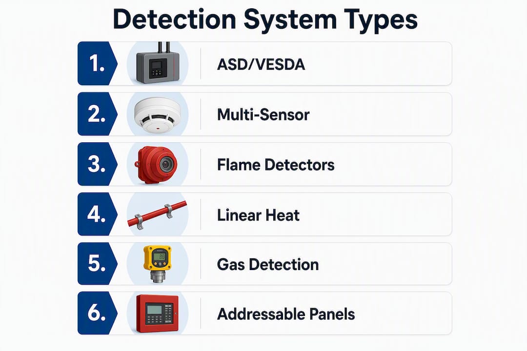 Infographic showing types of advanced detection systems