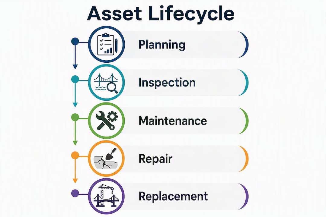 Infographic showing municipal asset lifecycle stages