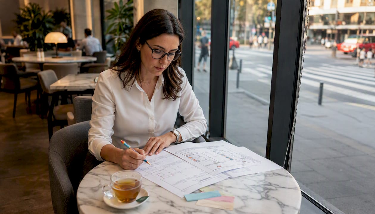 Manager reviewing emergency plan documents