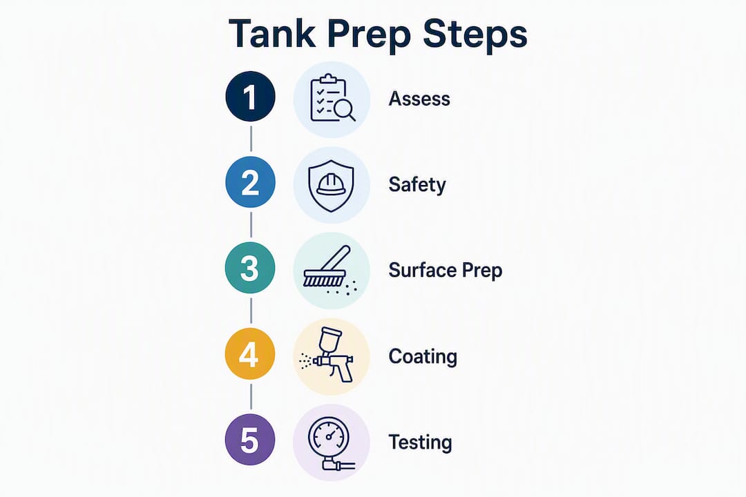 Infographic of water tank preparation steps checklist