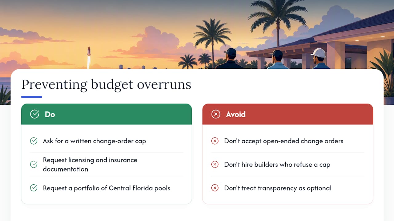 Best spacecoastpoolbuilders.com Alternatives in Central Florida 3 Diagram showing causes of budget overruns and change order caps