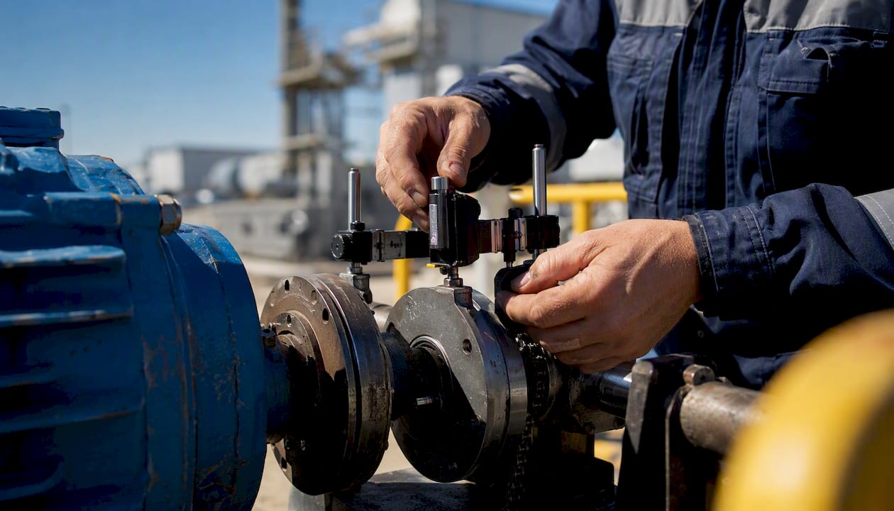 Laser alignment on industrial pump coupling