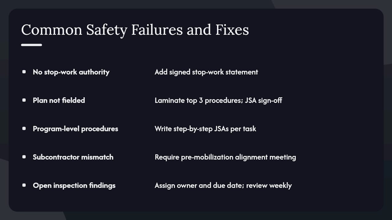 Common failures in safety procedure implementation and how to fix them — overview diagram