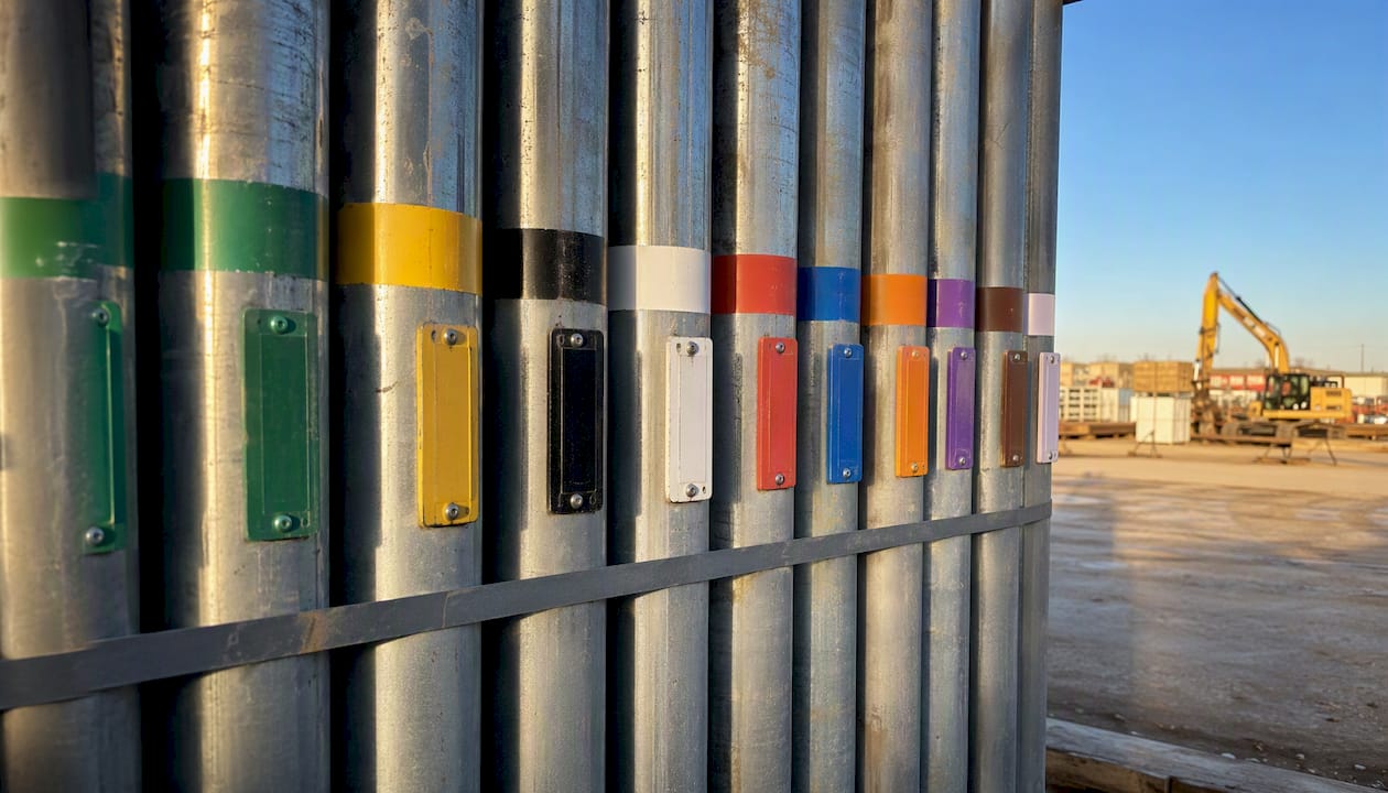 Pipes with ANSI A13.1 color code markers