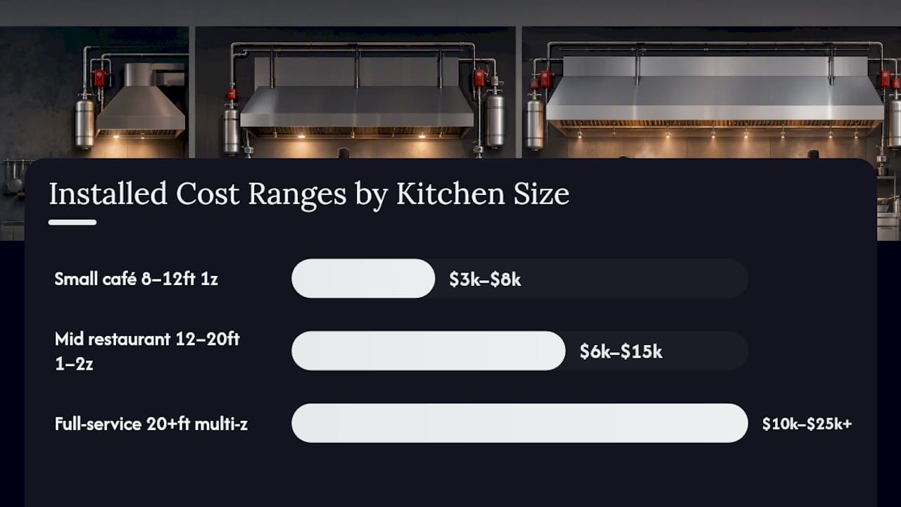 Infographic of suppression system costs by kitchen size