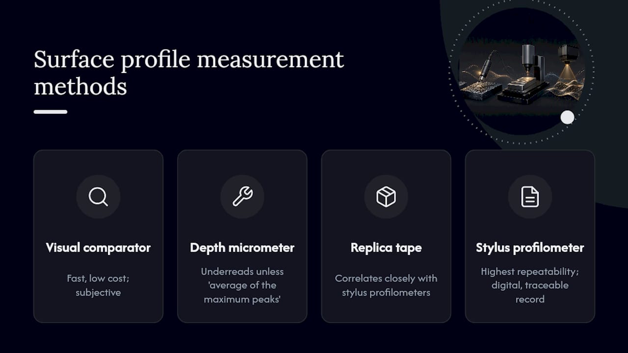 Diagram comparing surface profile measurement methods