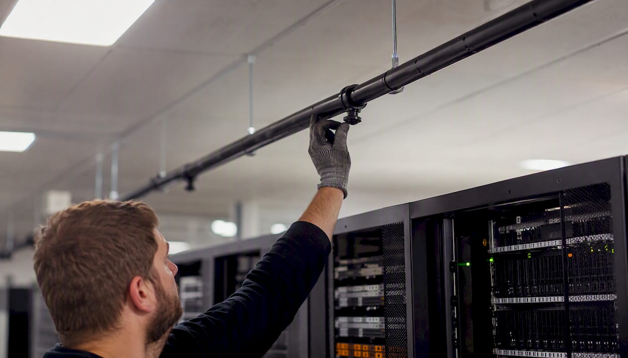 Aspirating detection pipe with technician hand