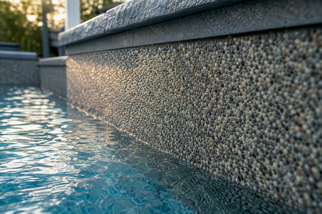 Pebble finish texture on pool surface