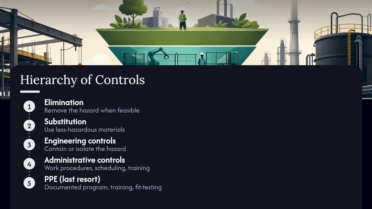 Diagram of hierarchy of controls in safety compliance