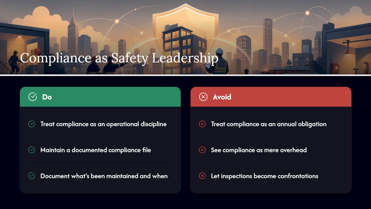 Compliance as Safety Leadership, Not a Checkbox — overview diagram