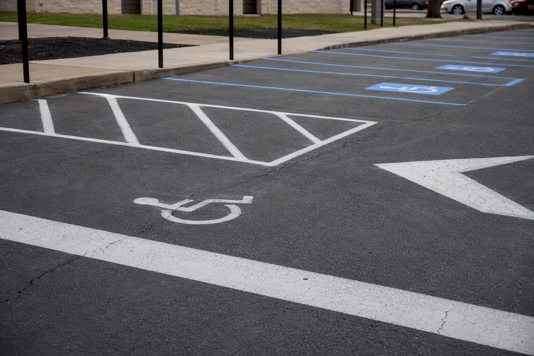 ADA compliant parking stall and directional arrows