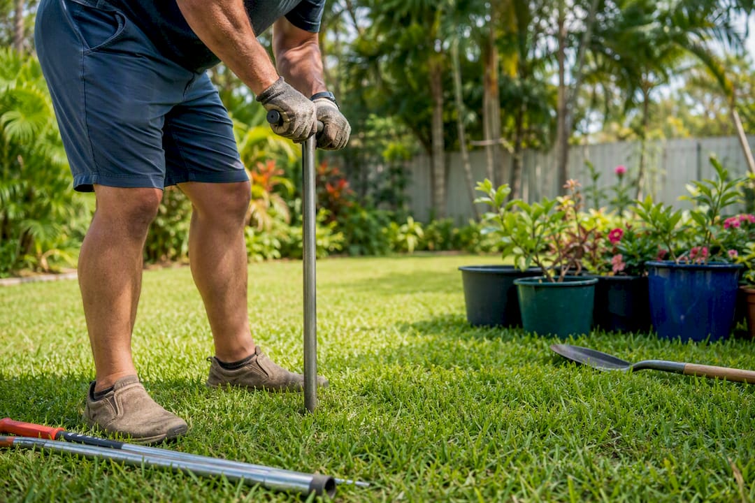 What a Fiberglass Pool Really Costs Homeowners in 2026 1 Soil probe used for site assessment