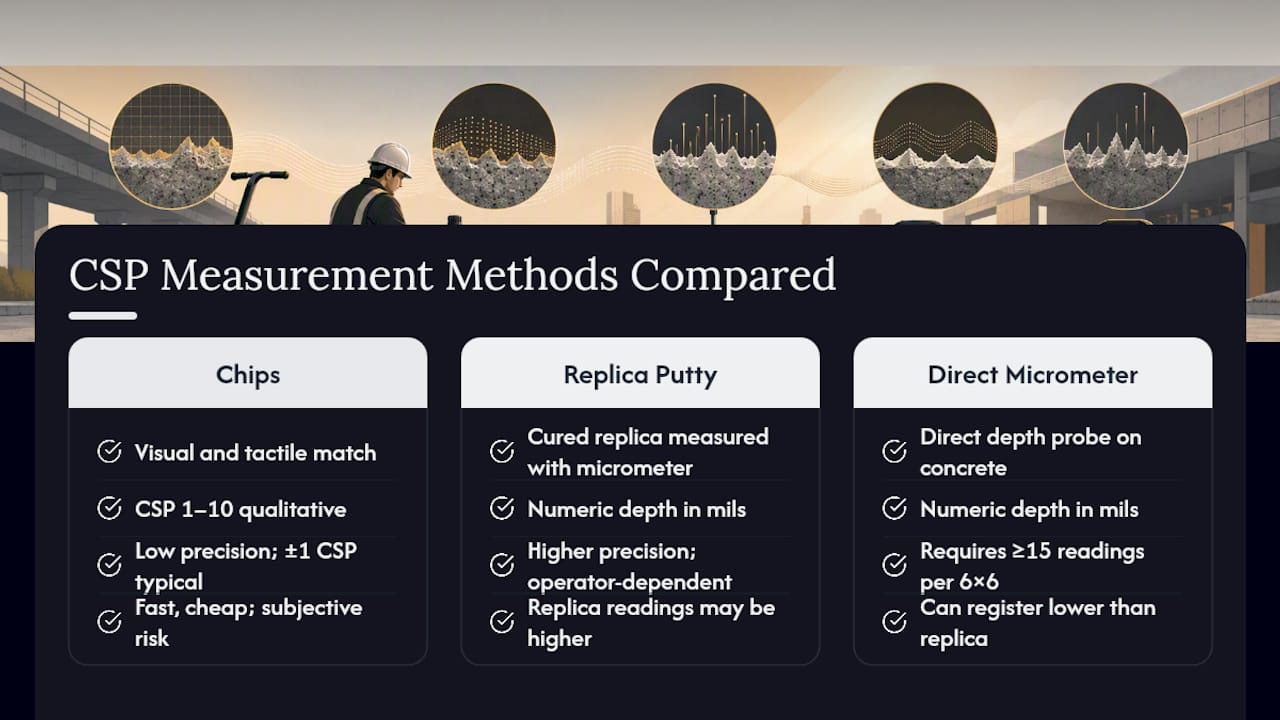 Comparison of CSP measurement methods diagram