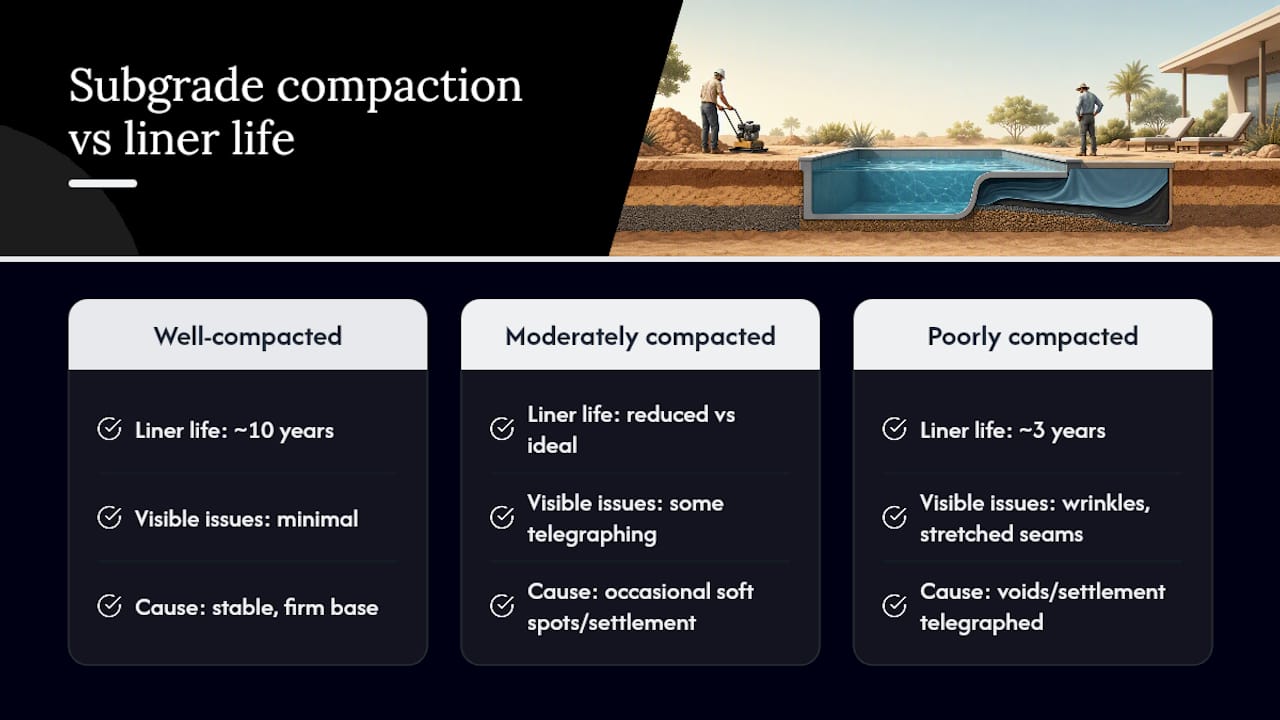 Can You Build a Pool in Sandy Soil? Yes, With the Right Engineering 3 Diagram showing soil compaction impact on liner durability