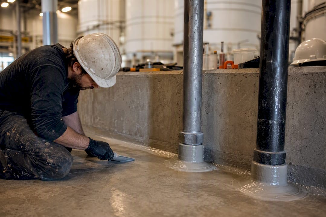 Applying sealant in tight containment vault