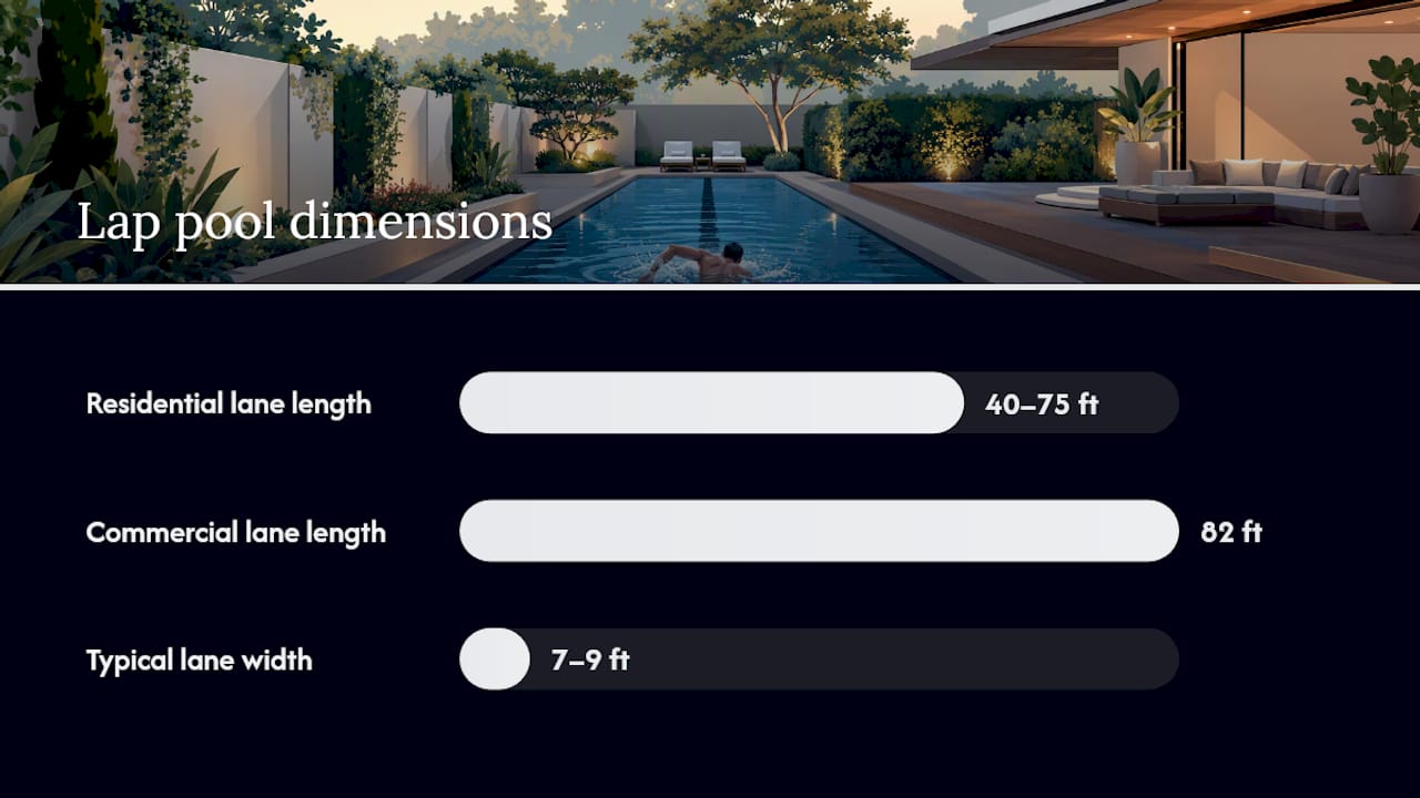 Lap Pool Dimensions: Fit a Real Lap Lane on Small Yards with Swim Jets 2 Residential and commercial lap pool size comparison