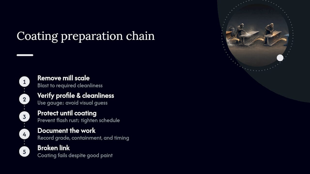 Four-step mill scale preparation chain