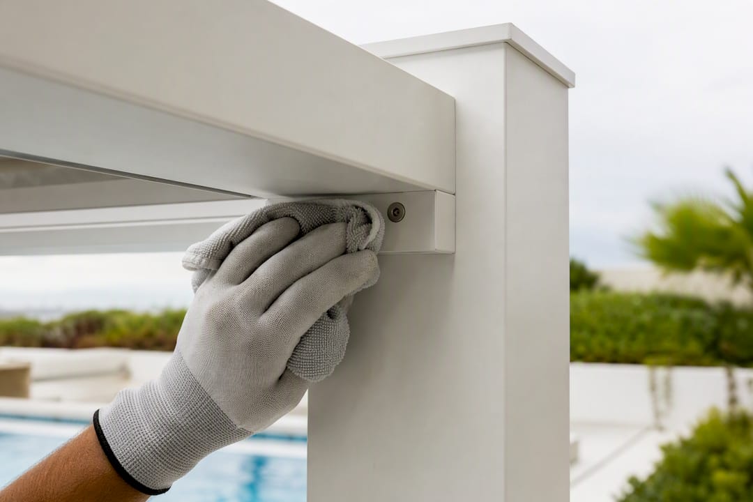 Powder-coated aluminum pergola joint