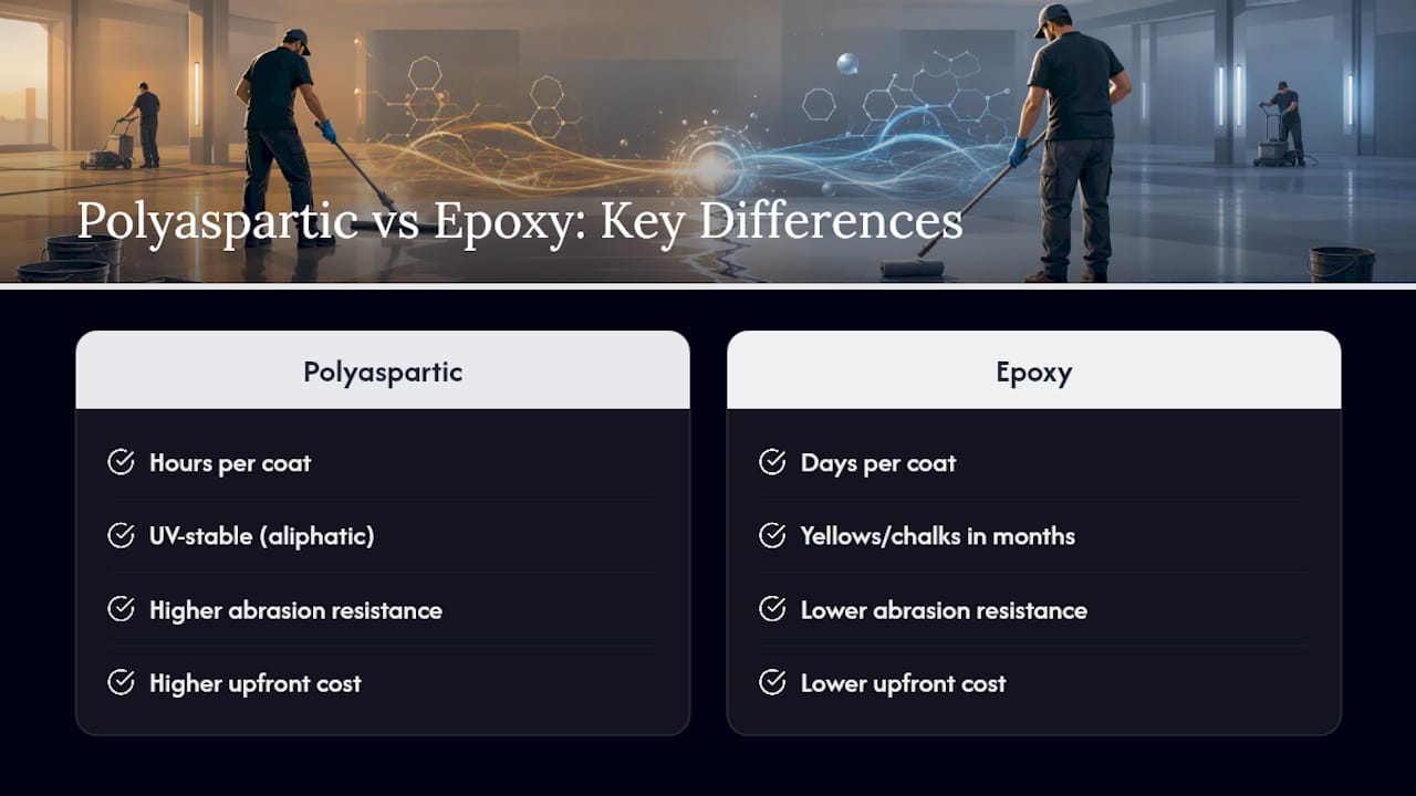 Polyaspartic and epoxy performance comparison